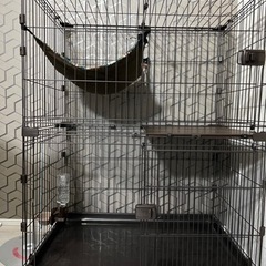 ペットケージ＋ハンモック+猫システムトイレ