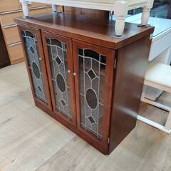 愛品倶楽部柏店】三越家具 ステンドグラスキャビネット ブルージュ風
