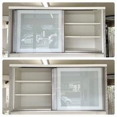 【美品‼️】定価88,990円♪ ニトリ 120cm幅キッチンボード(アルミナ120KB) 食器棚 収納家具 鏡面仕上げホワイト♪