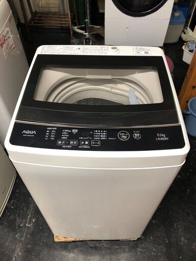 ☆中古￥8,000！AQUA　5.0㎏洗濯機　家電　2018年製　AQW-G50GJ型　幅53㎝ｘ奥行50㎝ｘ高さ89㎝　【BK253】