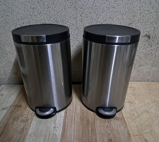 ペダル式 ゴミ箱 2個セット ペールボックス 丸型 円柱 幅25cm×奥行33cm×高さ41cm