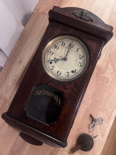 【レア】昭和初期 アンティーク 精工舎 柱時計 スリゲル8号 小型振り子時計