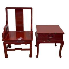 中華　アンティーク調　椅子とテーブルセット　漆塗り