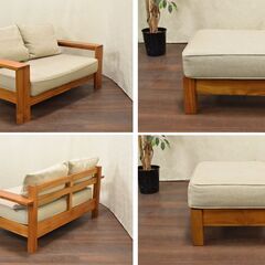 【ヤ取終了2/9】≪yt1020ジ≫ unico/ウニコ 2Pソファ オットマン付き BREATH/ブレス 2シーター 木製フレーム/ファブリック/スツール 51201-01