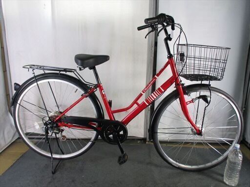 D175　★限定特価★ 中古自転車 【　27インチ　赤　ママチャリ　6段　LEDオートライト 】 D175 ☆限定特価☆ 中古自転車 【 27インチ 赤 ママチャリ 6段 LED