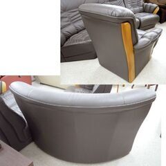 浜本工芸 リビングソファセット 革張り コーナーソファ 4点 木製＆ブラウン系 7350 札幌市内近郊限定