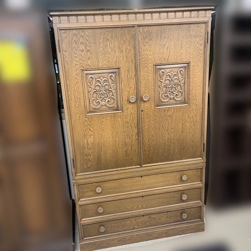 J3138 値下げ！！富谷 神戸家具 ヴィンテージ クラシック家具 オーダーメイド家具 アンティーク調 洋箪笥 チェスト 整理箪笥 レトロ家具 和モダン家具 ユリ掘りデザイン箪笥 クリーニング済み　[リユースのサカイ柏店]