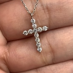 ヴァンドーム青山　ダイヤモンドクロスネックレス　pt950 pt850 約45cm 3.2g 0.35ct