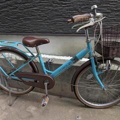 自転車 22インチ 子ども用 水色×茶色