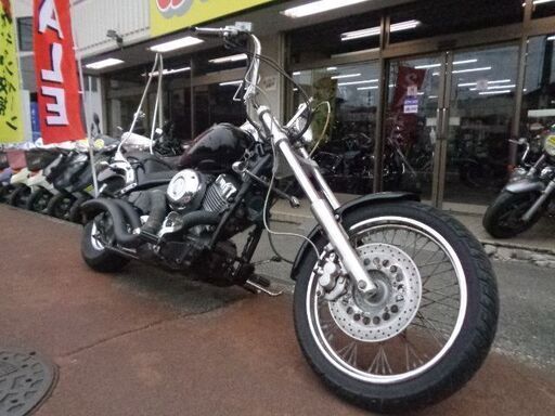 NO.4851 ドラッグスター４００ (DRAGSTAR)　空冷４サイクルＶツイン　ロングフォークカスタム　アメリカンドラッカーズマフラー　レッドグラデーションカラー　☆彡