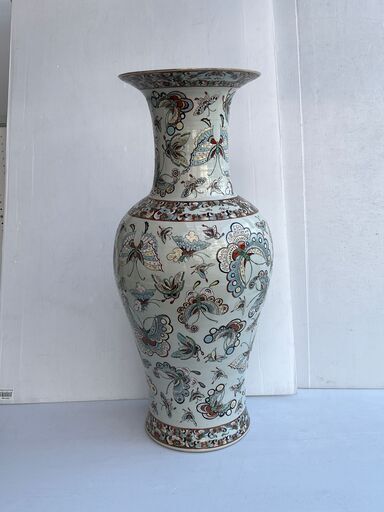 高さ92㎝　古い 大型 特大 中国 乾隆年製 飾り壷 花瓶 金彩 置物 飾り物 花器 オブジェ