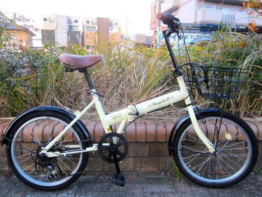 中古自転車 Raychell ミニサイクル 折り畳み 自転車 実用 6段ギア 20インチ 取付型LEDライト 通勤 通学 近所のお出掛けなどに