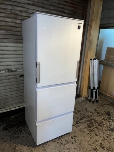 SHARP 3ドア ノンフロン冷凍冷蔵庫 SJ-GW35G-W 2021年製 両開き 冷凍99L 冷蔵251L 自動製氷機OK 稼働確認済 中古美品 ④