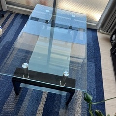 ガラステーブル コーヒーテーブル 幅88cm 強化ガラス天板 お...