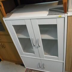 【28】食器棚　白　ホワイト　キッチンボード　ミニ食器棚　コンパ...