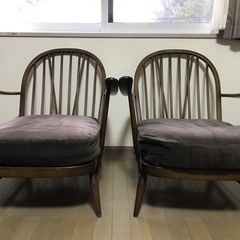 ERCOL ラウンジチェア2脚　テーブル　セット