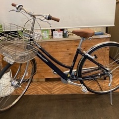 年末セール！防犯登録料　無料！【ブリヂストン　アルベルト！一発2錠の鍵・後輪タイヤ・後輪チューブ新品！】内装3段　27インチ自転車　ネイビーブラック