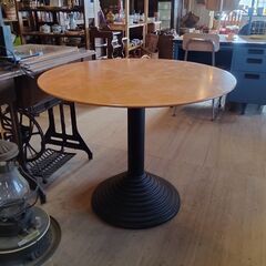 アイアンと木のカフェテーブル コーヒーテーブル ラウンドテーブル 円卓　/TJ-1541 2F