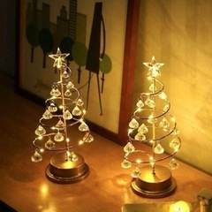 クリスマスツリー クリスタル 卓上 コンパクト LED 北欧