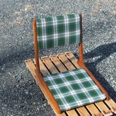 木製 折りたたみ式 座椅子 緑