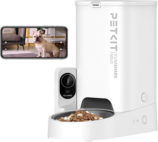 自動給餌器 猫 中小型犬用 色々な種類のフードに適応 カメラ付き 1080P 暗視機能 双方向会話 タイマー式 スマホ管理 2WAY給電  3L (ホワイト)