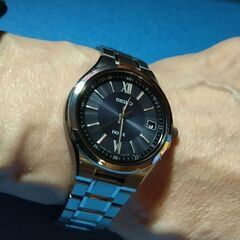 電波ソーラー 良品 セイコー ドルチェ 7B24-0AX0 黒文字盤 チタン デイト NMR メンズ腕時計 