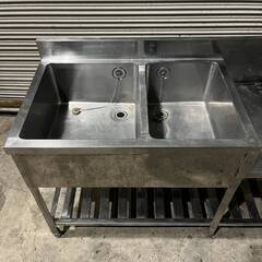 🔷🔶🔷WY9/72 ステンレス 2槽 シンク 流し台 2層 作業台 台付き 業務用 店舗用 厨房機器 W1800×D600×910mm ★直接引き取り歓迎🔷🔶🔷