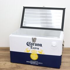 【2/26直売後】≪ZW1554ジ≫コロナビール クーラーボックス 保冷ボックス 栓抜き付き スチール製 横幅約45cm×高さ約29cm アウトドア用品 キャンプ