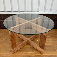 ガラス天板・円形ローテーブル・W60