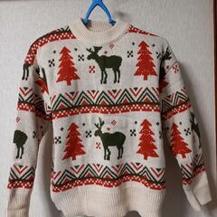 未使用　可愛いクリスマス柄　綿素材セーター　