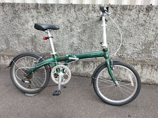 【札幌市内配達無料】【防犯登録料込】中古車　DAHON　route　6段切替　グリーン　フロントライト　テールライト付き