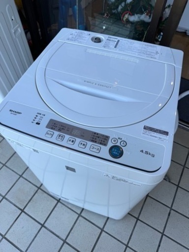 【1】SHARP 2020年製 洗濯機 4.5kg ES-G4E7 1210-23