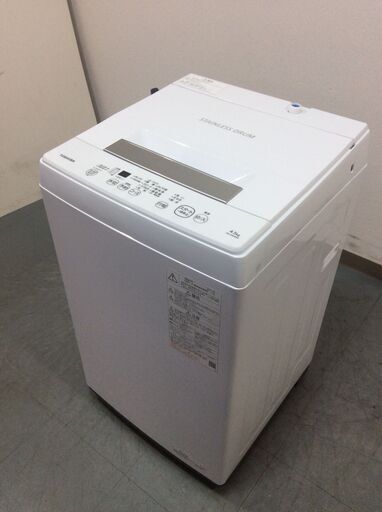 （12/13受渡済）JT6810【TOSHIBA/東芝 4.5㎏洗濯機】美品 2021年製 AW-45M9 家電 洗濯 簡易乾燥付