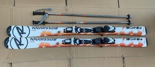 子供用／ジュニアスキーセット　ROSSIGNOL スキー板130cm＋ブーツ23.5cm＋ストック95cm　ロシニョール