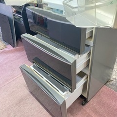 北九州市内配送無料　保証付き　AQUA アクア AQR-FG40C(K) [冷蔵庫（400L・フレンチドア） 6ドア シャドウブラック]