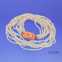 特注品の[天然サンゴ]のクラスプで極りました。淡水真珠ネックレス 特注品の[天然サンゴ]のクラスプで極りました。淡水真珠ネックレス