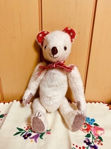 ハンドメイド　テディベア  ホワイト　グロウラー入り