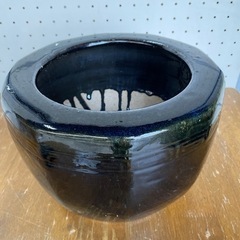 1292😸 メダカ飼育　陶器　鉢　直径29cm 高さ21cm ブラック