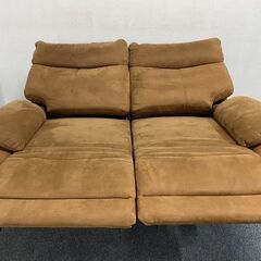 レザーテックソファ リクライニング 二人掛け USB充電 ブラウン 中古家具 店頭引取歓迎 R7827