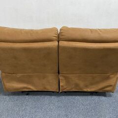 レザーテックソファ リクライニング 二人掛け USB充電 ブラウン 中古家具 店頭引取歓迎 R7827