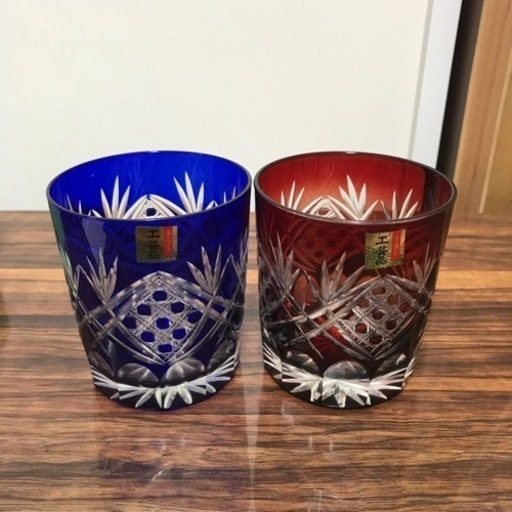 ☆値下げ☆k2312-382 切子 ペアロックグラス 未使用品