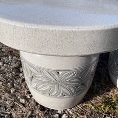 【売約済】信楽焼き テーブル イス3脚セット 庭園 屋外用 