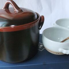 新品　黒釉 土鍋　茶碗　2客セット　ペア　スープカップ　スープ&...