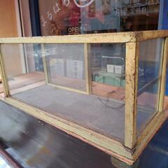 【ガラス】パンケース【陳列】レトロ　木枠　什器　ブレッド　古カフェ