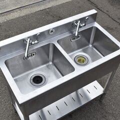 12/16受渡予定】≪zyt1212ジ≫ マルゼン ステンレス製 2槽シンク BS2-094