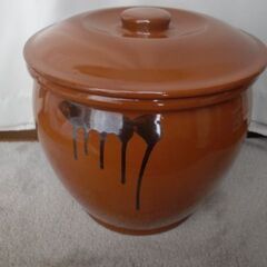漬物容器　丸瓶8号陶器樽　ぬか漬け、梅漬け　保存容器　丸形　茶色