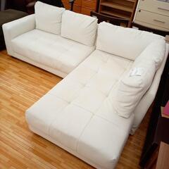 ☆ジモティ割あり☆ L字型ソファー ホワイト クリーニング済 YJ1073