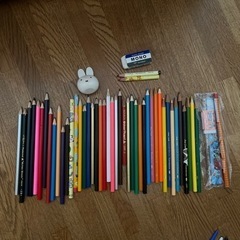 (受け渡し決定)いっぱいの色鉛筆(消しゴム/鉛筆削り/定規付き)