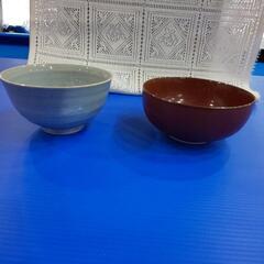 茶色と 薄い青の 鉢 小丼 2個セット