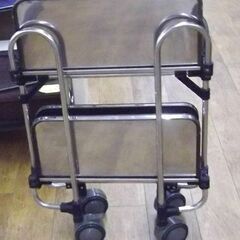 取手付き2段ステンレスワゴン 幅61㎝ 業務用 折りたたみ キャスター 